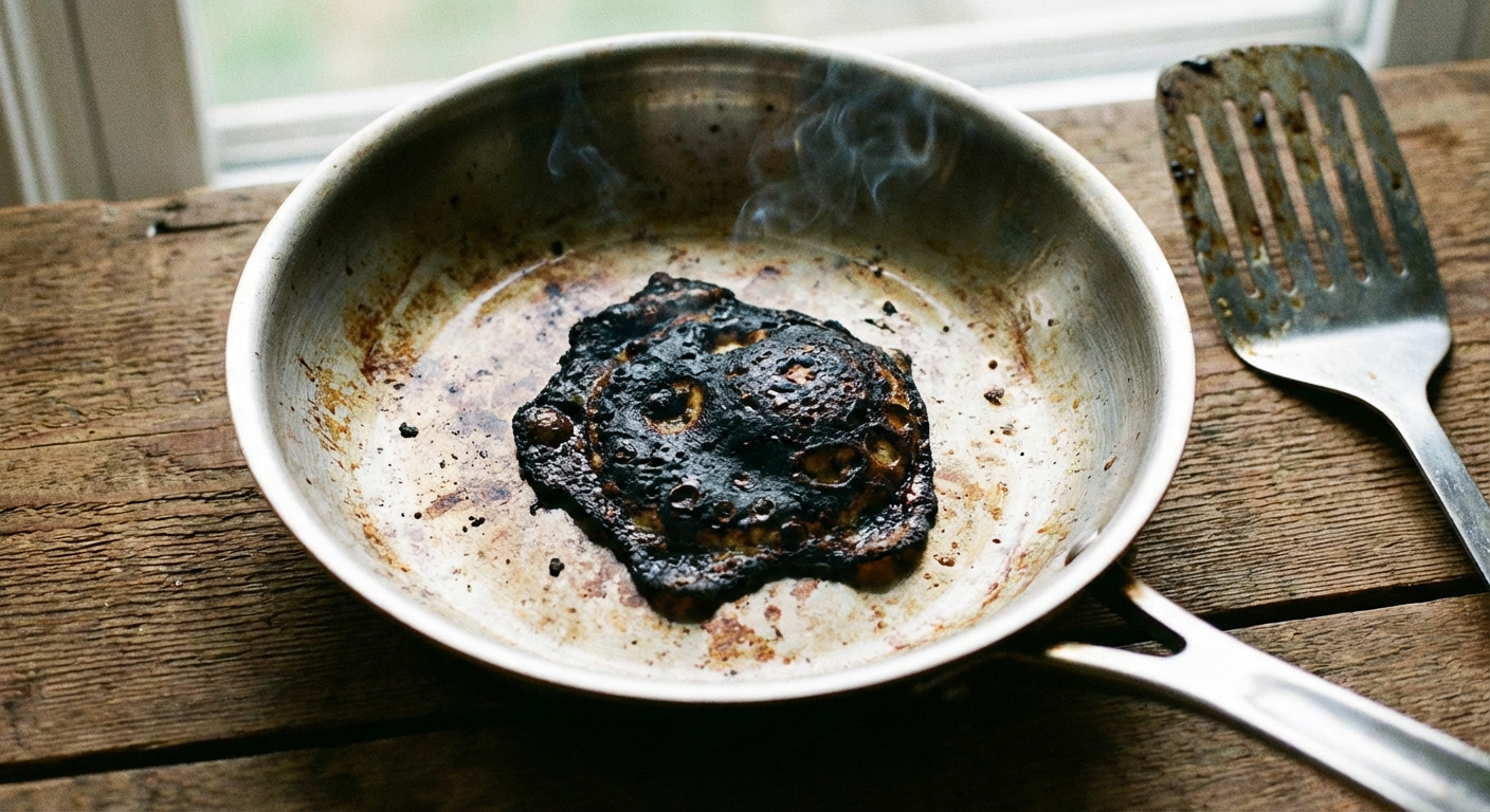 Warum dein Spiegelei immer an der Edelstahlpfanne klebt (und warum das kein Koch-Fehler ist)