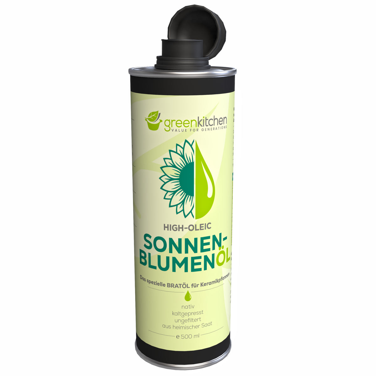 GreenKitchen Sonnenblumenöl - Das spezielle High-oleic BRATÖL für Keramikpfannen