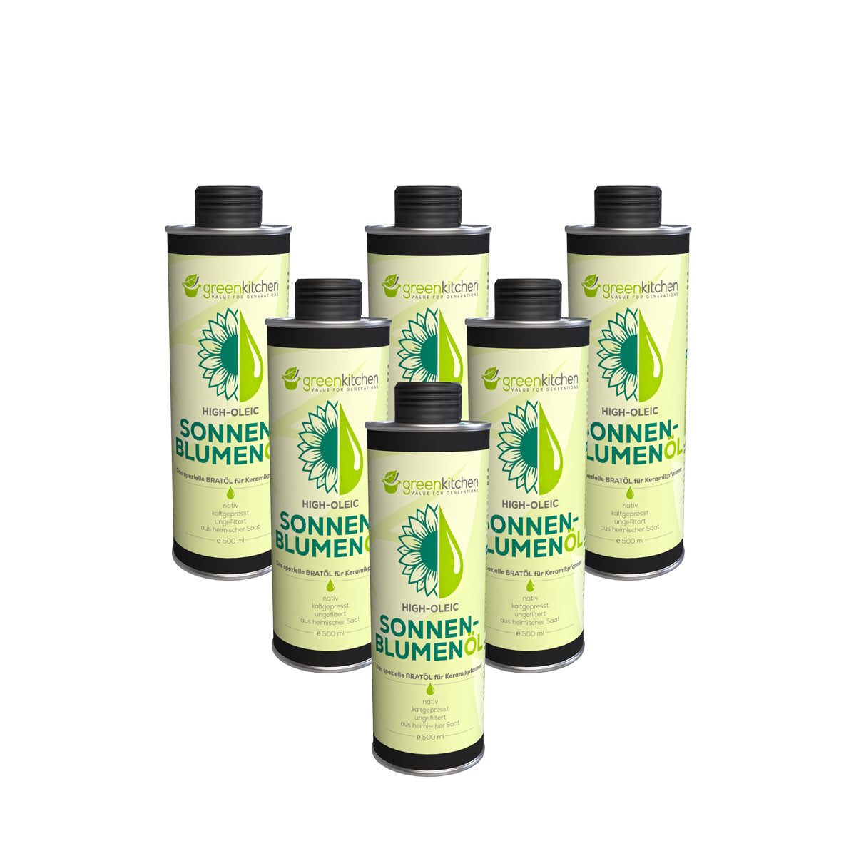 6 x 500ml GreenKitchen Sonnenblumenöl