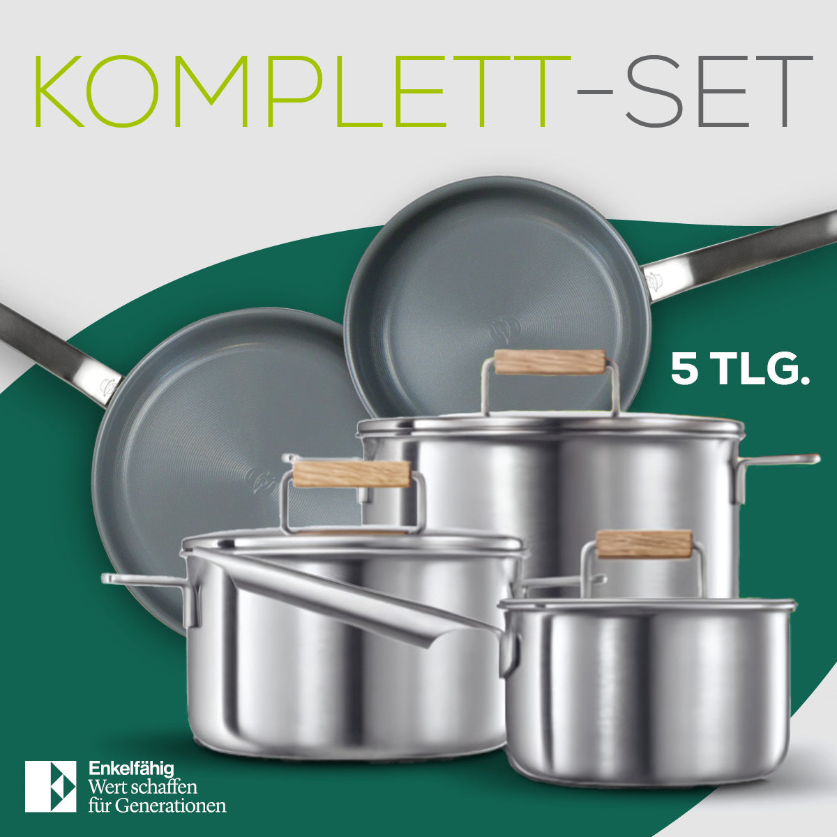 GreenKitchen Komplett-Set - Topfset mit 2 Pfannen