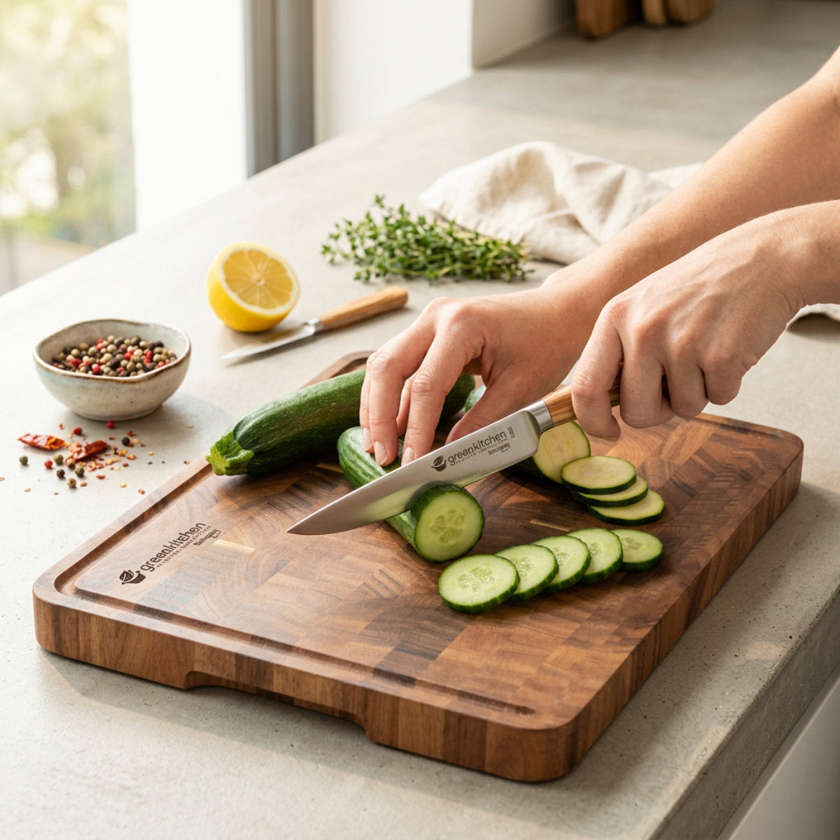 GreenKitchen Set "Oriki Messer Set + Enkeltuch"