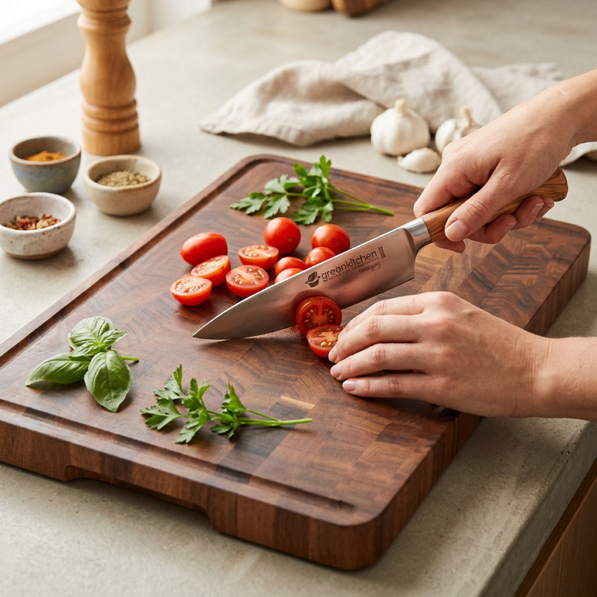 GreenKitchen Set "Oriki Messer Set + Enkeltuch"