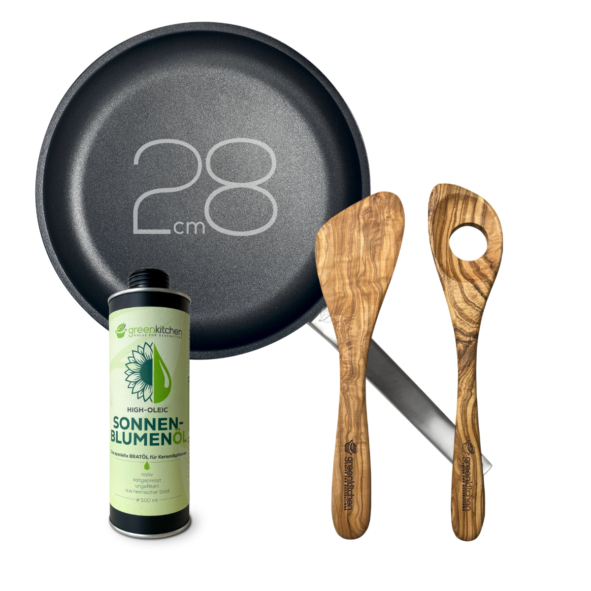 GreenKitchen Set "TiKenko-Pan 28cm mit OliveCraft Duo und Sonnenblumenöl"